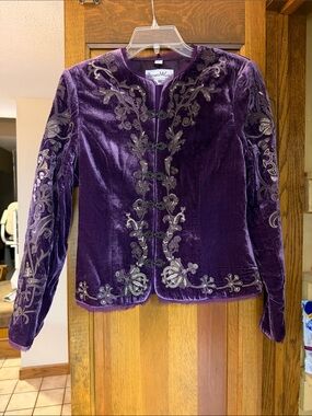 Pamela McCoy Deep Purple Velvet Embroidered Jacket